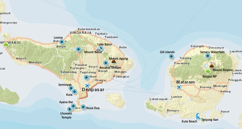 Bali Lombok Indonesia Travel Map 