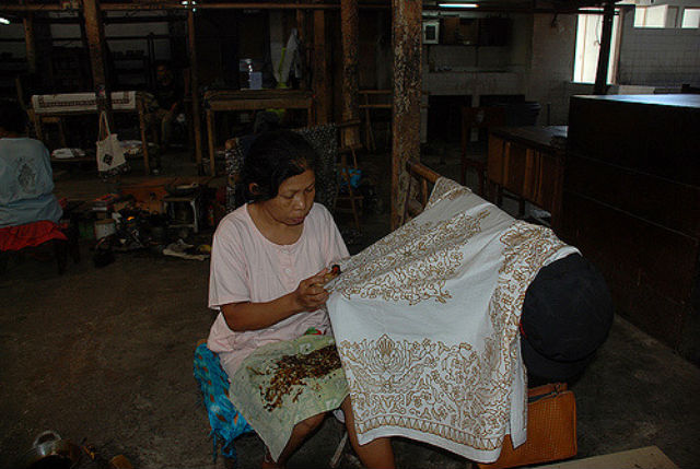 Creativeness in making batik pattern, Taman Sari, Yogyakarta, Indonesia