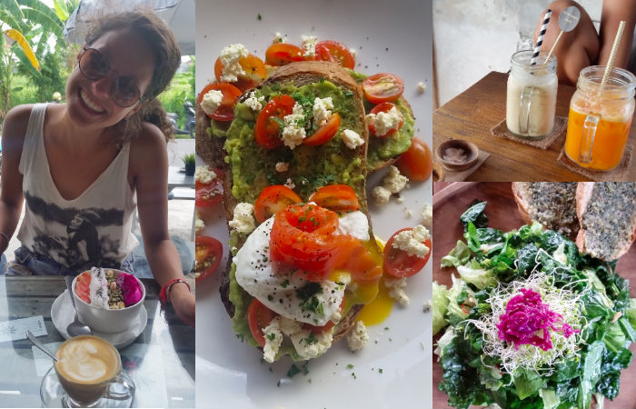 Coffee, desserts, avocado toast at Crate, smoothies, juices, salad at Peloton in Canggu, Bali, Indonesia