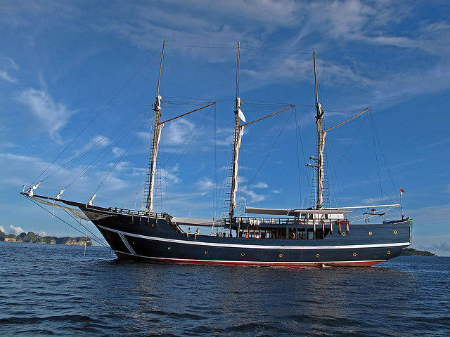 Liveaboard diving boat at Raja Ampat, Papua, Indonesia Liveaboard diving boat at raja ampat, papua, indonesia