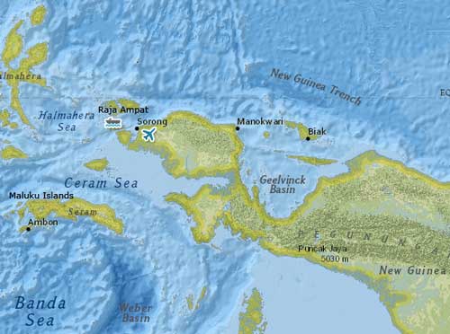 Map of sorong, west papua, indonesia